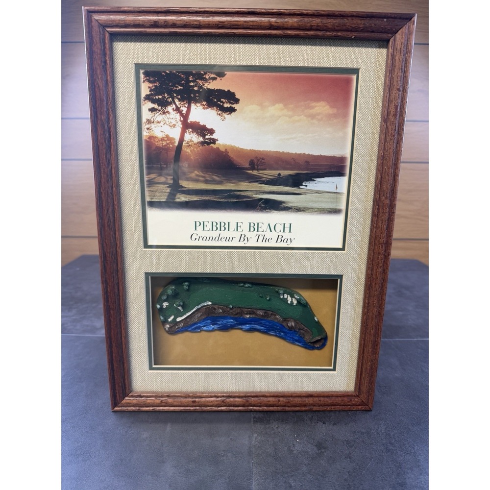 VTG National GOld Classics Pebble Beach Grandeur By the Bay 3D Framed Golf Art